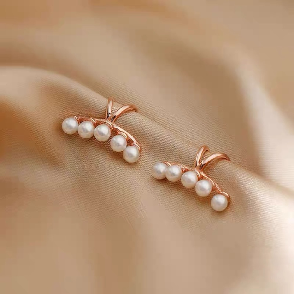 Gold cuff earrings 18k gold plated 925 sterling silver with pearl